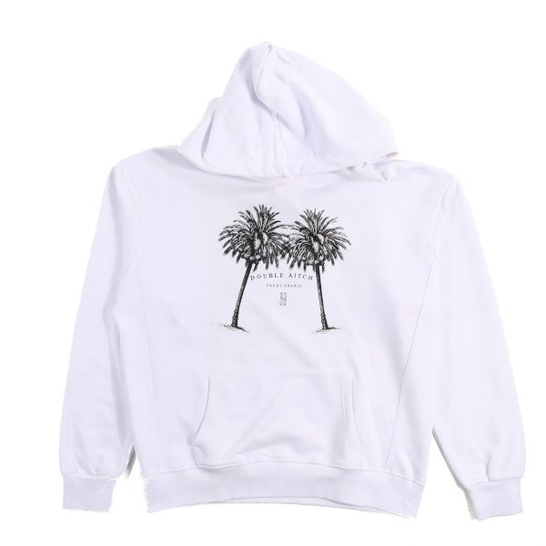 White Double Palm Tree Hoodie